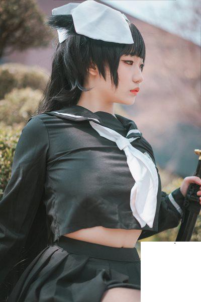 [Mimmi밈미]碧藍航線Cos高雄 黑色水手服亮巨乳 (60P)